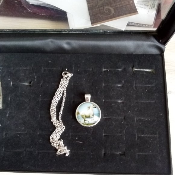 White Horse Picture Necklace - Picture 2 of 2